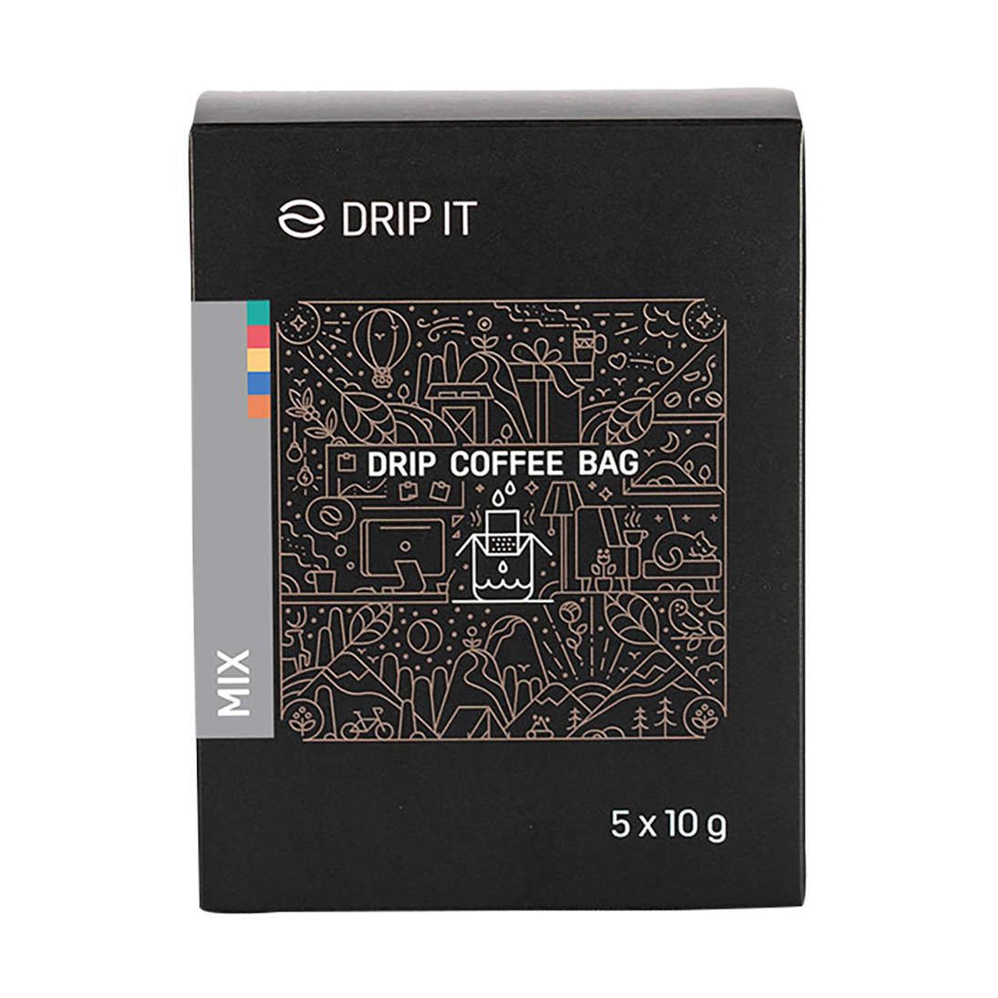 Drip It Ochutnávkové balení 5 x 10 g - mix překapávané kávy, zabalené v krásné krabičce