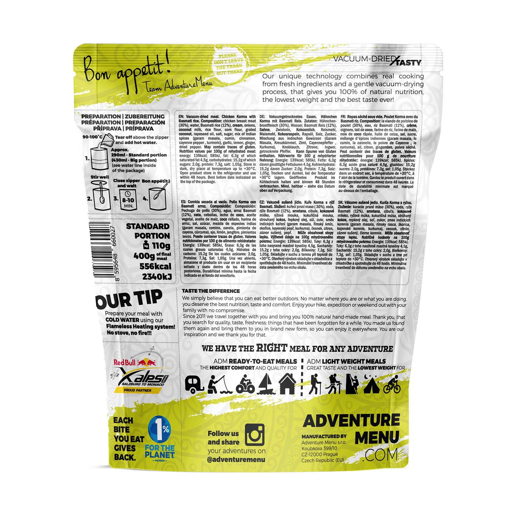 Adventure Menu Kuře Korma s rýží basmati