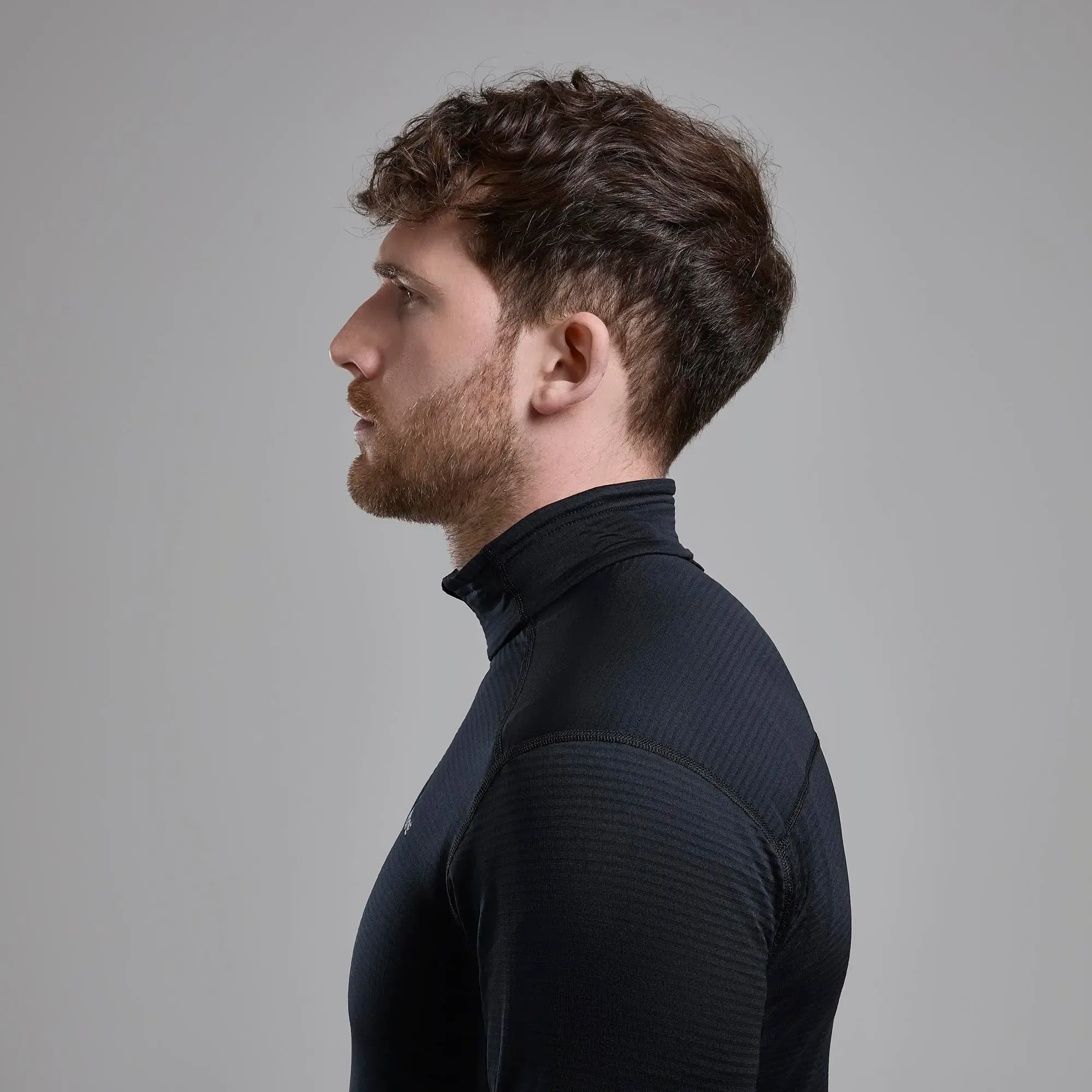 Pánská tenká mikina s krátkým zipem v černé barvě